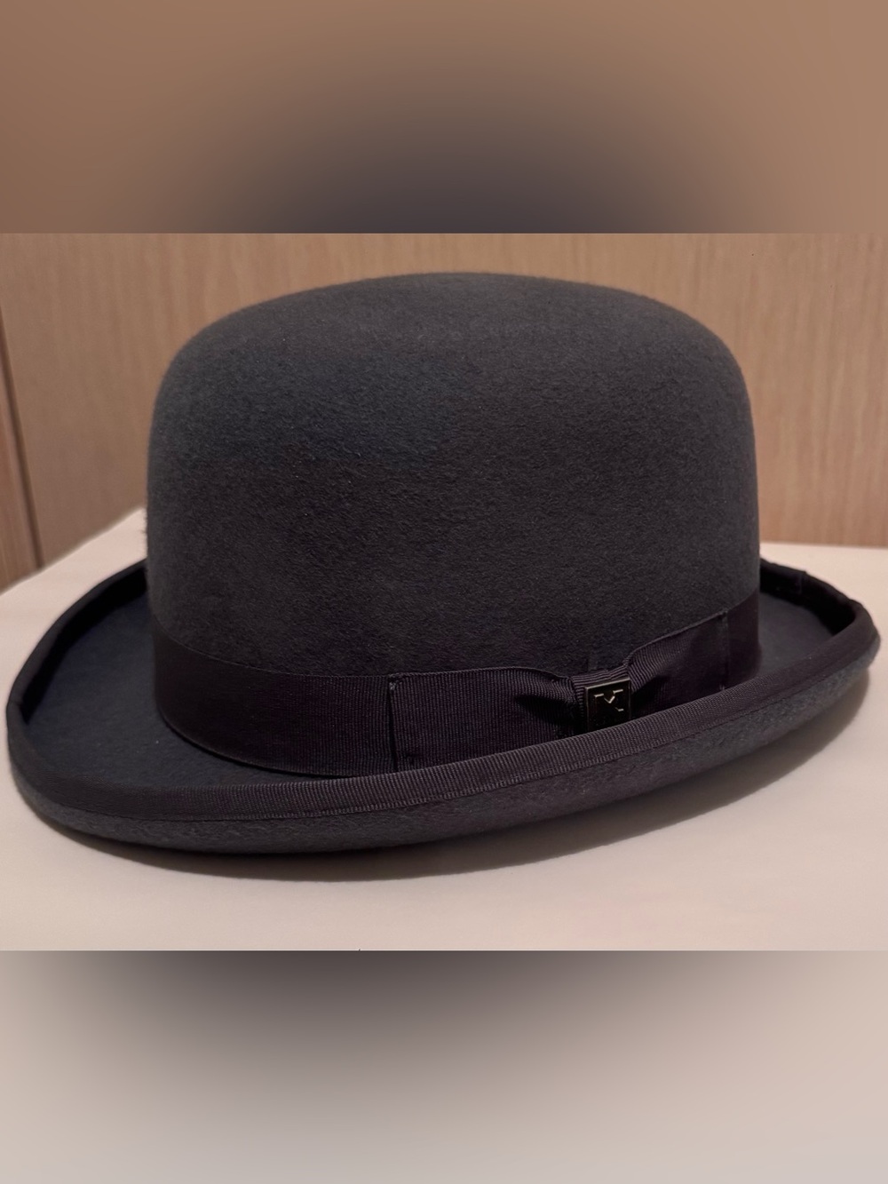 LTC HATS Kenny K Classic Gray Bowler Hat with Ribbon Band